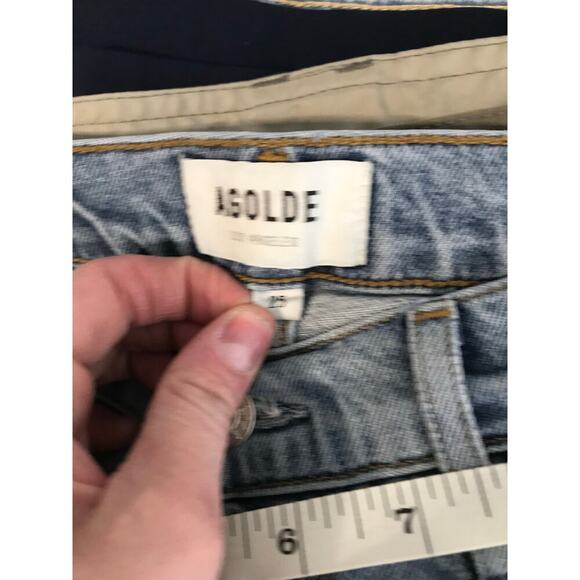 Agolde Nico high rise slim jeans lighter wash with raw hems women’s size 25 - Picture 3 of 9